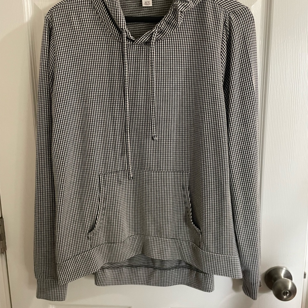 Weatherproof Black White Gingham Check Hoodie Pullover Size M
